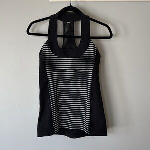 Lululemon Striped Racerback Athletic Tank – Black & White (Estimated Size 6 / M)